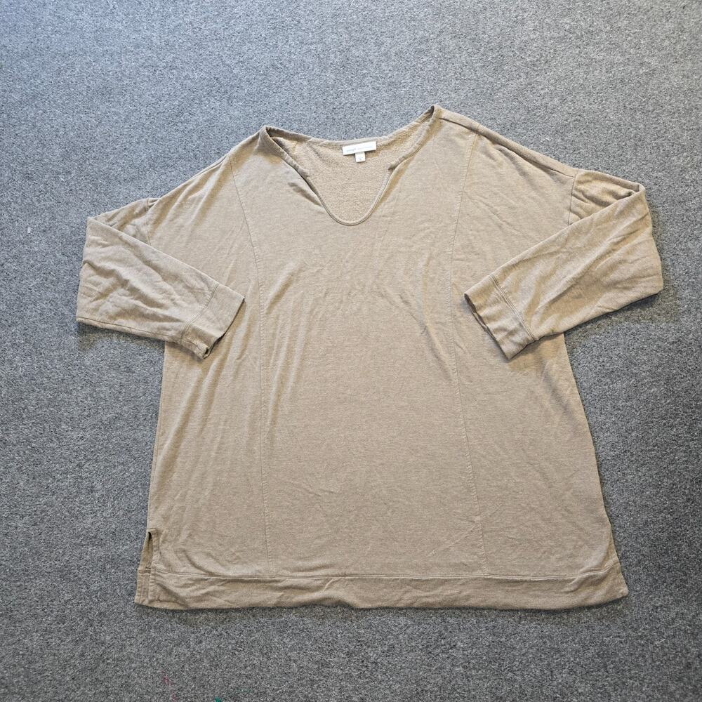 J Jill Top Women Size 2X BrownLong Sleeve Tranquility Fleece Soft Lounge Casual
